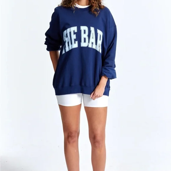 VARSITY SWEATSHIRT NAVY/BABY BLUE - Picture 4 of 5